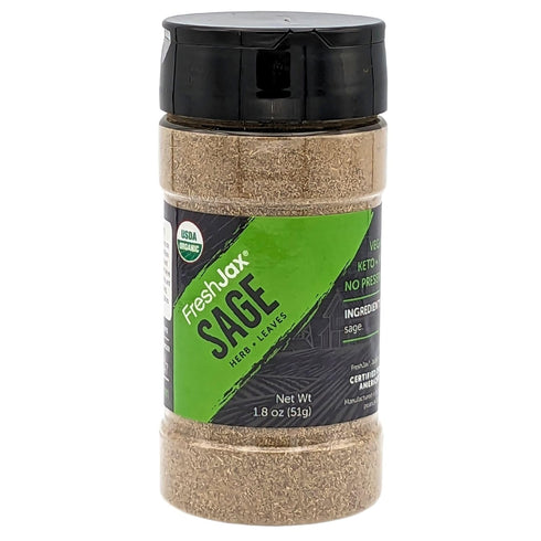 FreshJax Organic Ground Sage Leaf Powder – 1.8 oz Large Bottle, Certified Organic, Non-GMO, Gluten-Free, Keto, Paleo, No Preservatives – Dried Sag...