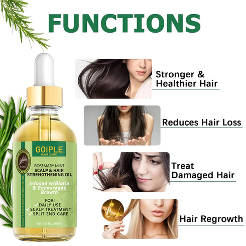 Organic Rosemary Oil For Hair Growth 3.1 FL OZ, Pure Natural Scalp Hair Growth Oil With Essential Oils, Rosemary Hair Oil Nourishing Treatment For...