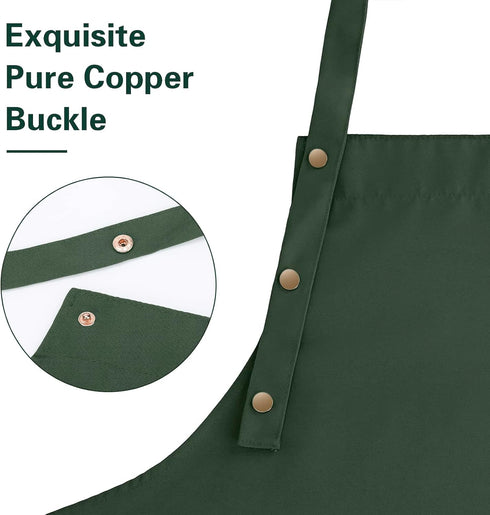 Apron for Men Women with Adjustable Straps and Large Pockets, Canvas Cotton Cooking Kitchen Chef Bib Aprons Waterproof Green...