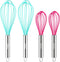 Webake 8 Inch and 10 Inch Silicone Whisk Set of 4, Egg Beater Whisk Balloon Egg Sauce Whisk with 6 Wires, French Whisk Stainless Steel Mini Silico...