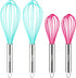 Webake 8 Inch and 10 Inch Silicone Whisk Set of 4, Egg Beater Whisk Balloon Egg Sauce Whisk with 6 Wires, French Whisk Stainless Steel Mini Silico...