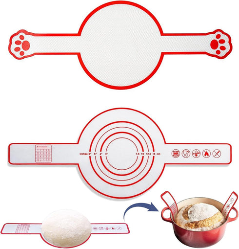 2 Pieces Silicone Bread Sling for Dutch Oven, Non-stick and Easy to Clean Reusable Bread Baking Mat with Long Straps, Heat Resistant Dutch Oven Li...
