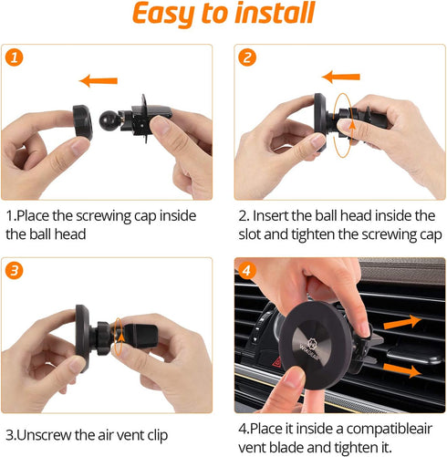 WixGear Magnetic Phone Car Mount, Universal Air Vent Magnetic Phone Car Mount Phone Holder, Compatible with iPhone 12 and with All Cell Phones, iP...