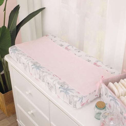 NoJo Tropical Princess Elephant/Jungle Super Soft Pink Changing Pad Cover...