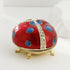 Hand Painted Enameled Ladybug Trinket Box, Hinged Unique Mini Ring Necklace Jewelry Organizer, Classical Bejeweled Storage, Figurine Collectible K...