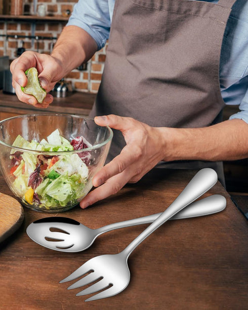 EUIRIO 5 PCS Serving Utensils Set, Stainless Steel Large Hostess Serving Set, Include Serving Spoon, Slotted Spoon, Serving Fork, Sugar Spoon and ...