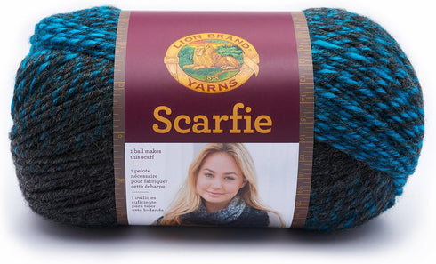 Lion Brand Yarn 826-209 Scarfie Yarn, One Size, Charcoal/Aqua......