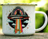 Retro UFO Cat Fish Abduction Extraterrestrial Paranormal Enamel Campfire Mug, Fun Outdoor Camping Coffee Cup (16oz)...