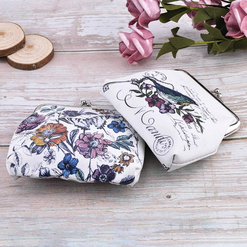 Oyachic 4 Packs Floral Coin Purses,Kiss Lock Change Pouch,Owl Leather Wallet,Butterfly Money Bag,Animal Key Holder Bird Trinkets Pouch for Women...