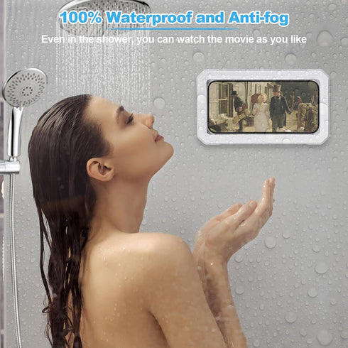 Waterproof Shower Phone Holder Wall Mounted 360°Rotation Anti Fog HD High Sensitivity Touch Screen Phone Case for Bathroom Bathtub Kitchen Mirror ...