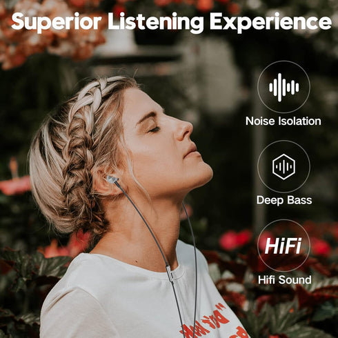 Wired Earbuds with Microphone, in Ear Headphones with Heavy Bass &Noise Isolation, High Sound Quality in-Ear Earphones Compatible with Samsung, Ta...