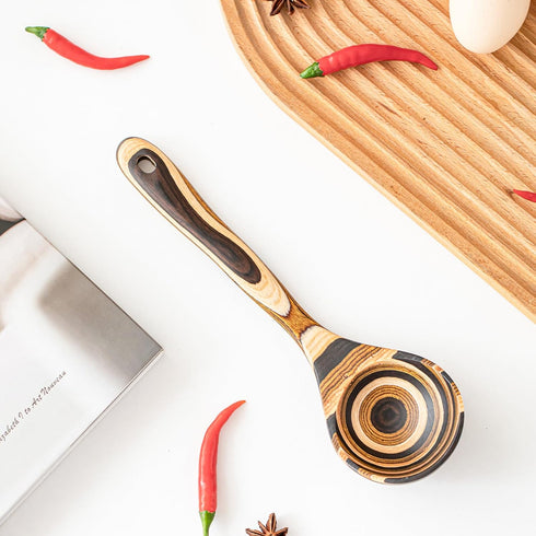 Gudamaye Pakkawood Deep Soup Ladles,Pakkawood Ladle,10.6 inch Big Soup Ladle for Cooking,Deep Ladle Spoons,Wood Kitchen Utensils Set, Wooden Spoon...