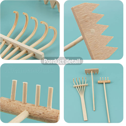Framendino, 3 Pack Mini Sand Rakes Zen Bamboo Garden Drawing Rake Pen Tools for Office Desktop Decor...