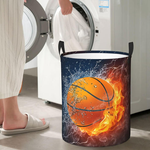 Sport Basketball Ball Round Laundry Hamper Storage Basket Toys Clothes Organizer Bin For Home Bathroom Bedroom Dorm Nursery, 38l...