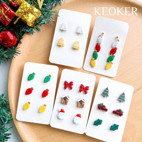 KEOKER Christmas Polymer Clay Cutters, Christmas Polymer Clay Cutters for Earrings Making, 10 Shapes Mini Christmas Clay Earrings Cutters, Truck C...