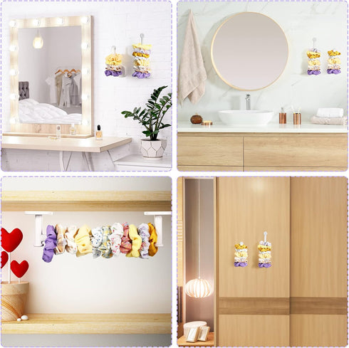 Adhesive Scrunchie Holder DIY Hair Accessories Organizer Wall Hooks Waterproof Scrunchy Storage Stick Scrunchies Holder Organizer Headband Hairban...