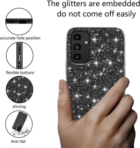 Compatible with Samsung A15 Case Glitter Shockproof, Samsung Galaxy A15 5g Phone Case Bling Sparkly TPU and PC Silicone Shiny Girl Women Thin Prot...