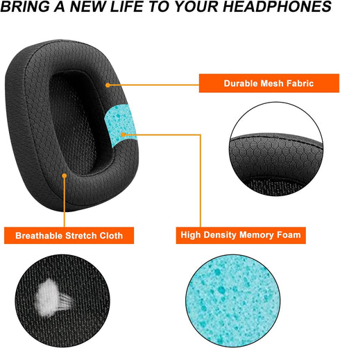 Replacement Ear Pads for Logitech G533 G633 G935, GVOEARS Ear Cushions Compatible with Logitech G231, G433, G533, G633, G635, G933, G935 Headphone...