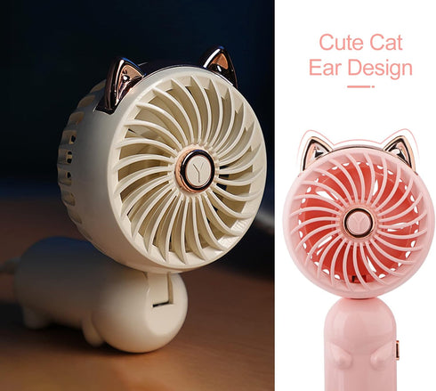 QearFun Handheld Lanyard Fan Portable, Mini Hand Held Fan with USB Rechargeable Battery, 3 Speed Strong Personal Table Fan, 8-12 Hours Small Makeu...