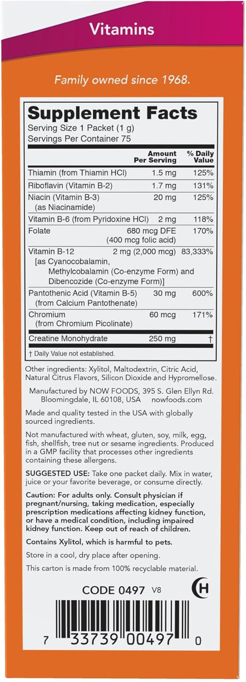 NOW Supplements, Instant Energy B-12 (2,000 mcg of B-12 per packet), Cellular Energy Boost*, 75 Packets...