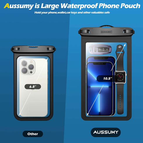 XL Large Waterproof Cell Phone Pouch 2-Pack: Underwater Clear Phone Holder Protector - Universal Water Proof Dry Bag Case with Neck Lanyard for iP...