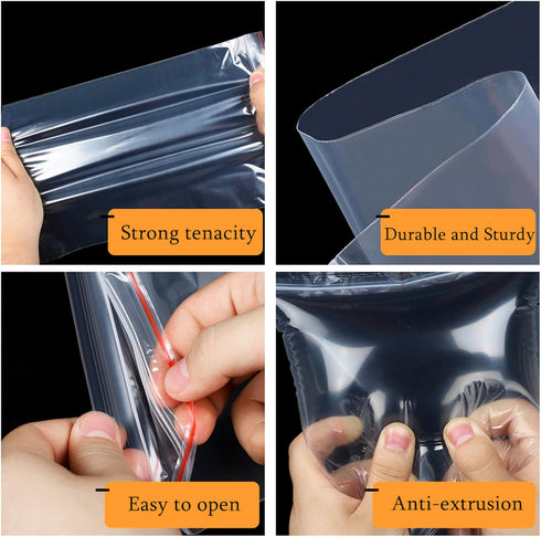 200 Pack Poly Zipper Bags,2 Different Size Small Craft Plastic Bags,Clear Reusable Ziplock Bags Storage for Bead,Jewelry,Candy,4x6 Inch/6x9Inch...