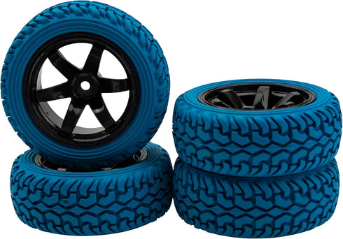 75mm/2.95'' Rubber Tires & Plastic Wheel Rims 12mm Hex Hub Compatible with Traxxas 4tec 2.0 HSP Tamiya HPI Kyosho 1/10 On-Road Touring Car, WLtoys...