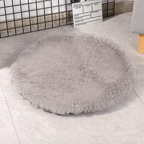 16 Inch Plush Dog Bed Mat Warm Fluffy Round Puppy Crate Pad with Anti-Slip Waterproof Bottom Soft Comfy Pet Kennel Mat for Small and Medium Dogs S...