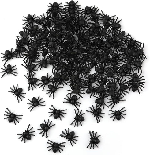 SAVITA 100pcs Realistic Spider Halloween Decoration, Plastic Mini Spider Black Realistic Scary Spider Prank Halloween Haunted House Decorations fo...