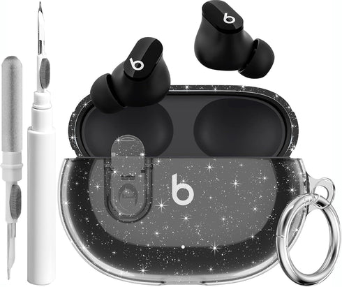 Beats Studio Buds/Studio Buds Plus Case Cover Clear 2021/2023 Men Lock Clip with Clean Kit, Wonjury Protective Case and Cleaning Pen Compatible Be...
