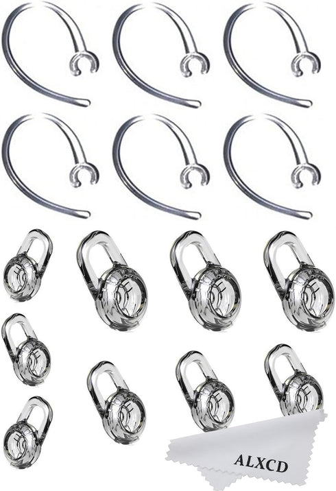 ALXCD Earbud Gel & Ear Hook for Plantronics, ALXCD 9 Pcs (Small/Medium/Large) Clear Replacement Eargel & 6 Pcs Clear Ear Hook, Fit for Plantronics...