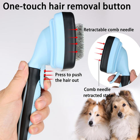 Self cleaning slicker brush for dogs and cats, skin-friendly grooming cat brush, easy-to-clean dog hair brush, depilatory brush, hair brush puppy ...