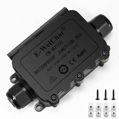 Junction Box - 2 Way Flip-Top M20 IP68 Outdoor Electrical Box Waterproof, Wire Range Ø5-9mm Outdoor Junction Box Waterproof, Landscape Lighting Wi...