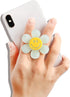 Cheerful Smiley Flower Phone Grip - Bright, Expandable, Collapsible - Comfortable Touch, Secure Grip (White)...
