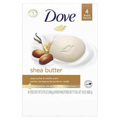 Dove Beauty Bar Gentle Skin Cleanser Moisturizing, Shea Butter, 3.75 oz, 4 Bars...