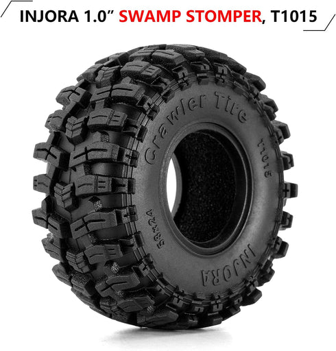 INJORA 1.0 Tires - 58 * 24mm Swamp Stomper S5 Tires for SCX24 AX24 TRX4M FCX24 1/24 1/18 RC Crawler Car,T1015...