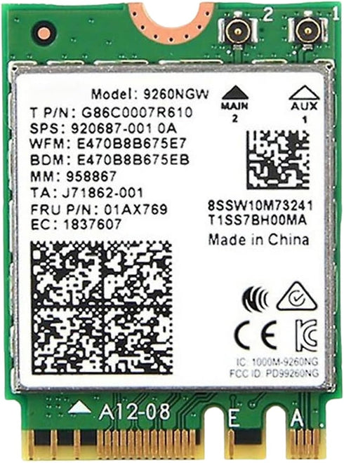 AC 9260 802.11ac M.2 Bluetooth 5.1 Legacy Network Card | WiFi 5 up to 1.73Gbps, MU-MIMO | Compatible with Intel, AMD, Linux & Windows 10/11 | 9260...