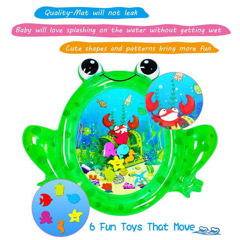 Frog Baby Water mat, Tummy time Baby Toys, Inflatable Play Mat Water Cushion Baby Toys, Fun Early Development Activity Play Center for Newborn (93...