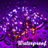 Lomotech 2 Pack Solar Lights, 33ft 100LED Orange Purple Twinkle Fairy Lights Waterproof 8 Modes Outdoor for Halloween Party DIY Decoration Black W...