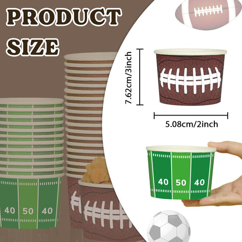 gisgfim Football Party 50Pcs Disposable 9 oz Paper Bowls, Durable Snack Cups for Sports Events, Game Day, Birthday Party Decorations...