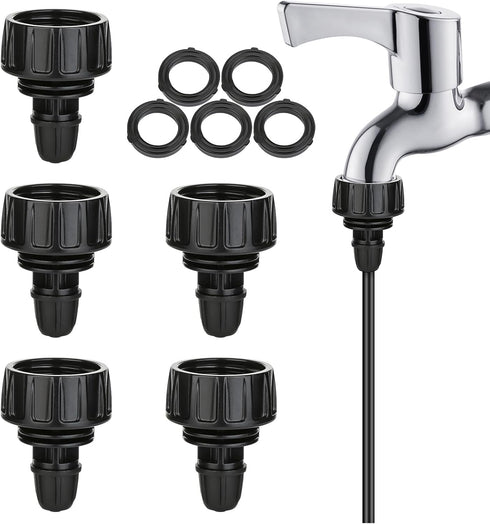 Drip Irrigation Hose Adapters,1/4 Inch Drip Irrigation Tubing x 3/4 FHT Swivel Garden Faucet Connectors with Lock Barbed for Drip Irrigation Syste...