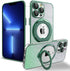 for iPhone 13 Pro Max Case Glitter with Rotatable Ring Stand Compatible with MagSafe, Plating Bling Clear Case with Camera Lens Protector Slim Pho...
