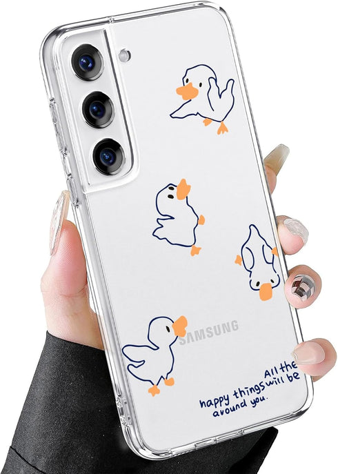 Cute Duck Phone Case for Samsung Galaxy S22 ULTRA Lovely Duck Case Cover Clear Soft TPU Transparent Phone Case Girly Women Protective Phone Cover ...
