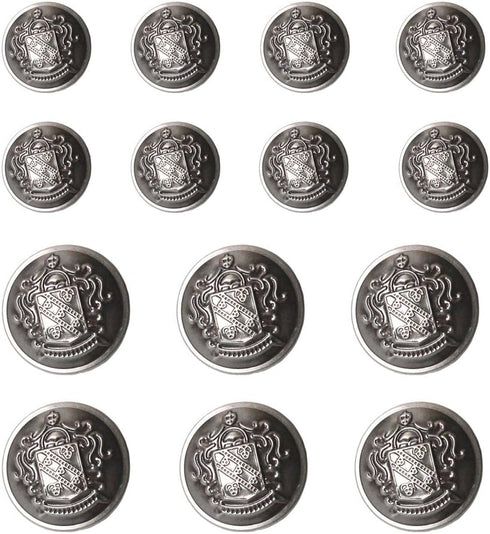 14 PCS Antique Silver Metal Blazer Buttons Set 23mm 18mm for Blazers, Suits, Sport Coat, Uniform, Jackets (MB20322)...