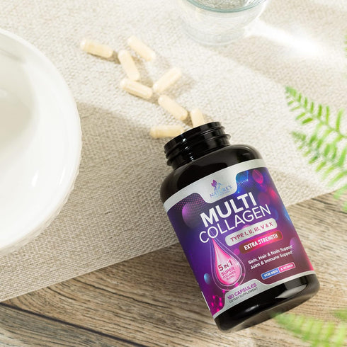 Collagen Peptides for Women & Men, Type I, II, III, V, X Hydrolyzed Collagen Pills, Grass Fed Non-GMO Multi Collagen Peptides Supplements, Hair, S...