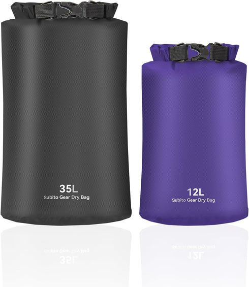 Waterproof Dry Bag 2-Pack Ultralight Wet Bags -12L/35L sizes,Roll Top Lightweight dry sack Keep Gear Dry for Kayaking,Camping,Boating,Hiking...