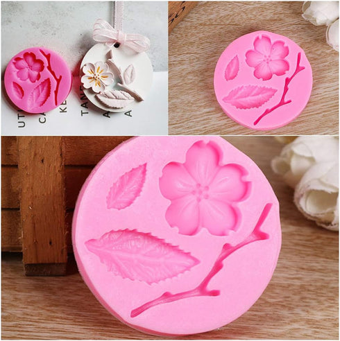 Rolin Roly Fondant Flower Mold Peach Leaves Molds 3D Silicone Mould Mini Cake Moulds for Cakes Decoration Accessories Candy Gumdrop DIY Making Cra...