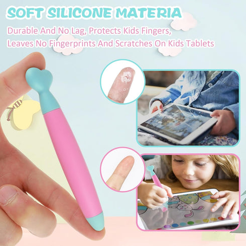 Kid Friendly Stylus Pens for Touch Screens, 2 Pcs Stylus Pens for Children Tablet Stylus Pen Anti Slip Easy Grip Universal Touch Safe Compatible w...