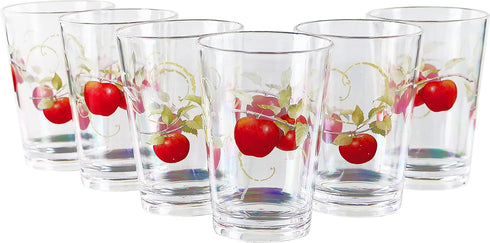 Harvest Apple Collection by Sandy Clough Acrylic Plastic 8 oz Juice Drinkware, For Cold Drinks, Set of 6...
