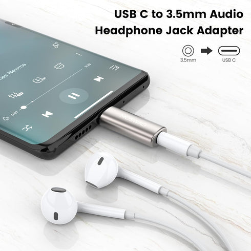 MOSWAG USB C to 3.5mm Headphone Adapter, Wide Compatibility, Plug and Play for Samsung, iPad, Pixel, Huawei...